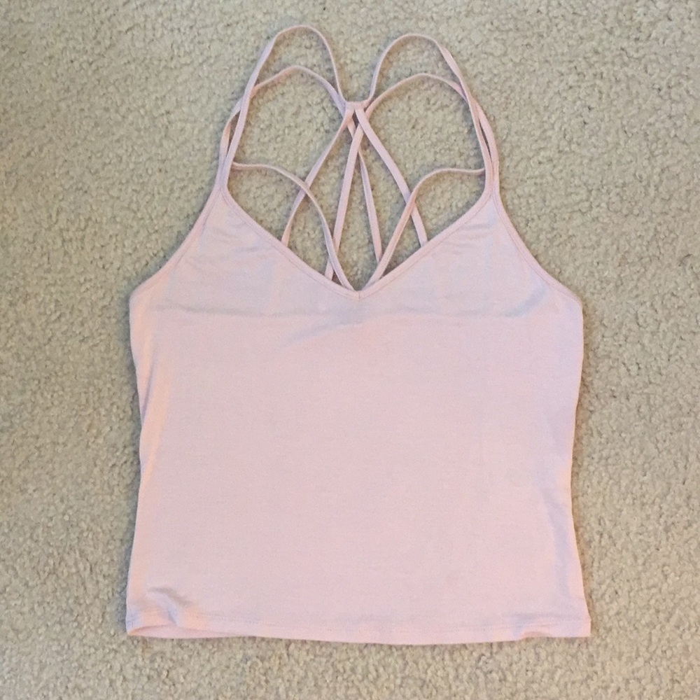 GARAGE LIGHT PINK CROSS STRAP CROP TOP